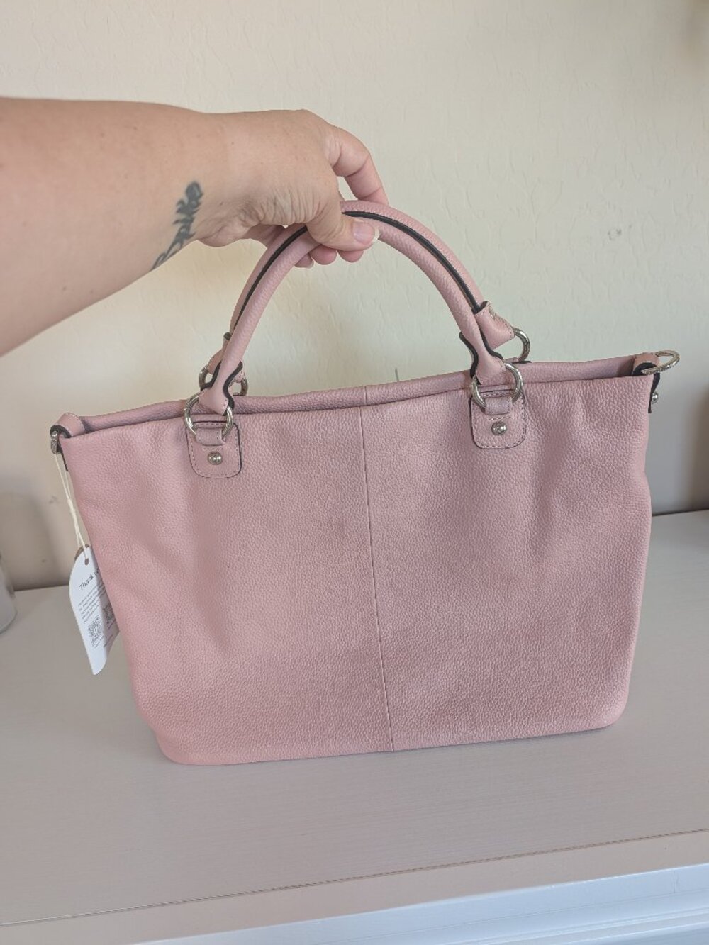 NWT Kattee Genuine Leather Tote Bag Pink Large
